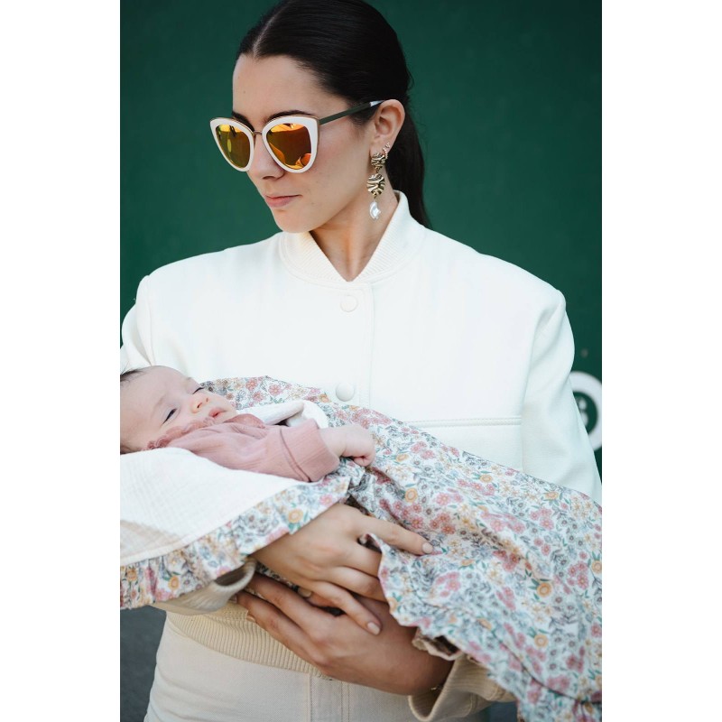 Toquilla Emily flores volante bambula La Giraffa Bianca e Blu Toquilla Emily flores volante bambula La Giraffa Bianca e Blu