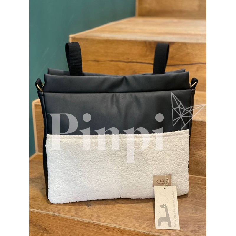 Bolsa Panera Leo Ecopiel negro/borrego La Giraffa Bianca e Blu