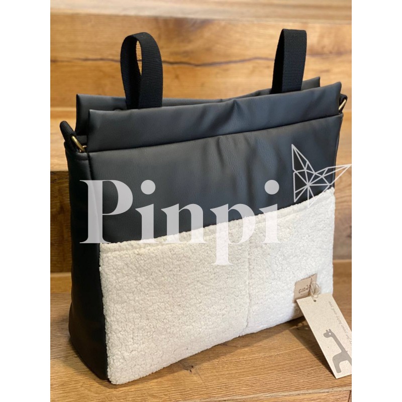 Bolsa Panera Leo Ecopiel negro/borrego La Giraffa Bianca e Blu Bolsa Panera Leo Ecopiel negro/borrego La Giraffa Bianca e Blu