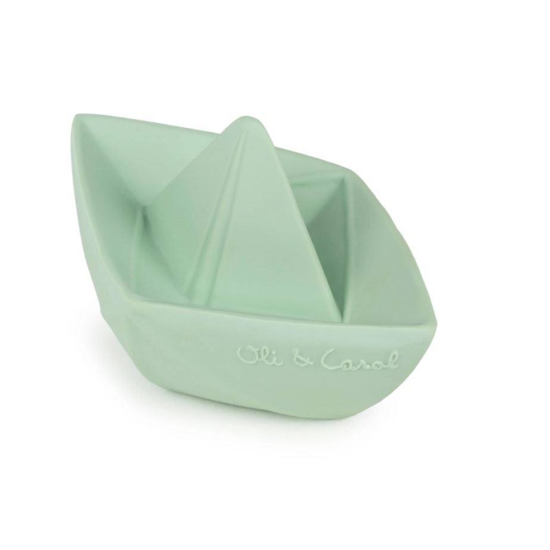 Juguete de caucho natural Barco Origami Menta Juguete de caucho natural Barco Origami Menta