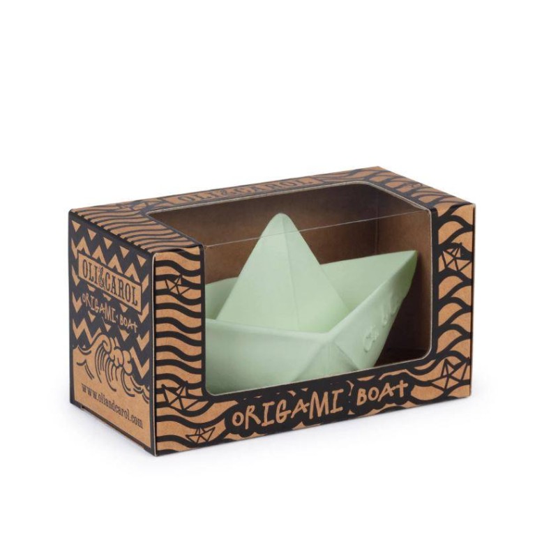 Juguete de caucho natural Barco Origami Menta Juguete de caucho natural Barco Origami Menta