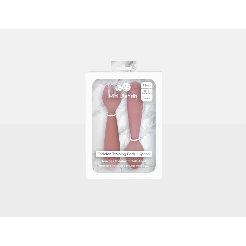 Set Mini Cubiertos de silicona EZPZ Salvia Set Mini Cubiertos de silicona EZPZ Salvia