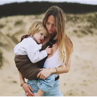 Portabebé Bandolera Wildride Lino Marrón | Pinpi