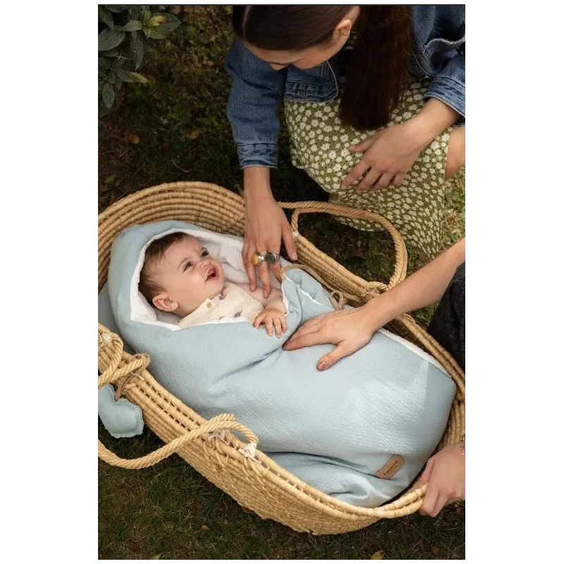 Saco capazo capucha Muffi Turquesa bambula Saco capazo capucha Muffi Turquesa bambula