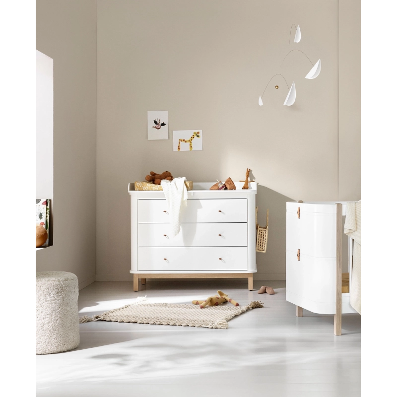 Cómoda cambiador Wood 3 cajones White/Oak Cómoda cambiador Wood 3 cajones White/Oak