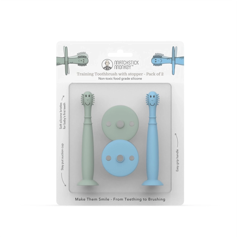 Pack de 2 cepillos de iniciación con toper Menta & Azul Pack de 2 cepillos de iniciación con toper Menta & Azul