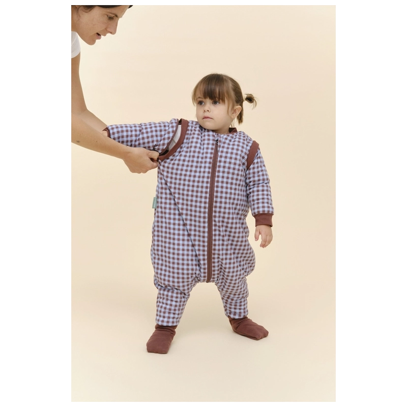 Saco de dormir invierno con mangas y calcetines Vichy Brown&Blue