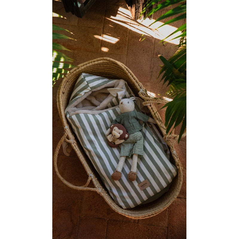 Saco para capazo con capucha Giorgia Verde pelito piedra