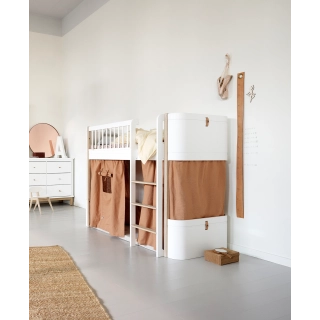 Cama Elevada Wood Mini+ Junior Oliver Furniture 68*162* White/Oak Cama Elevada Wood Mini+ Junior Oliver Furniture 68*162* White/Oak