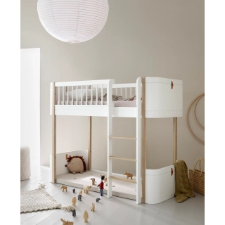 Cama Elevada Wood Mini+ Junior Oliver Furniture 68*162* White/Oak Cama Elevada Wood Mini+ Junior Oliver Furniture 68*162* White/Oak